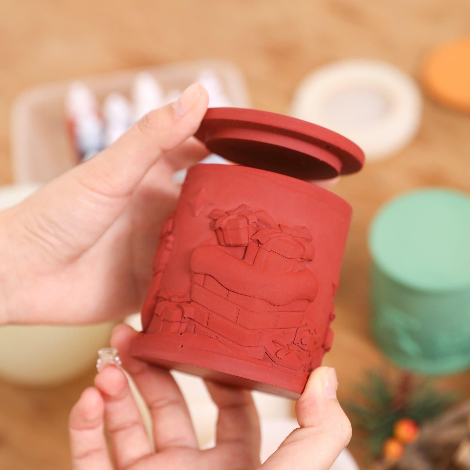 6.5oz Christmas Themed Candle Jar with Lid Silicone Mould