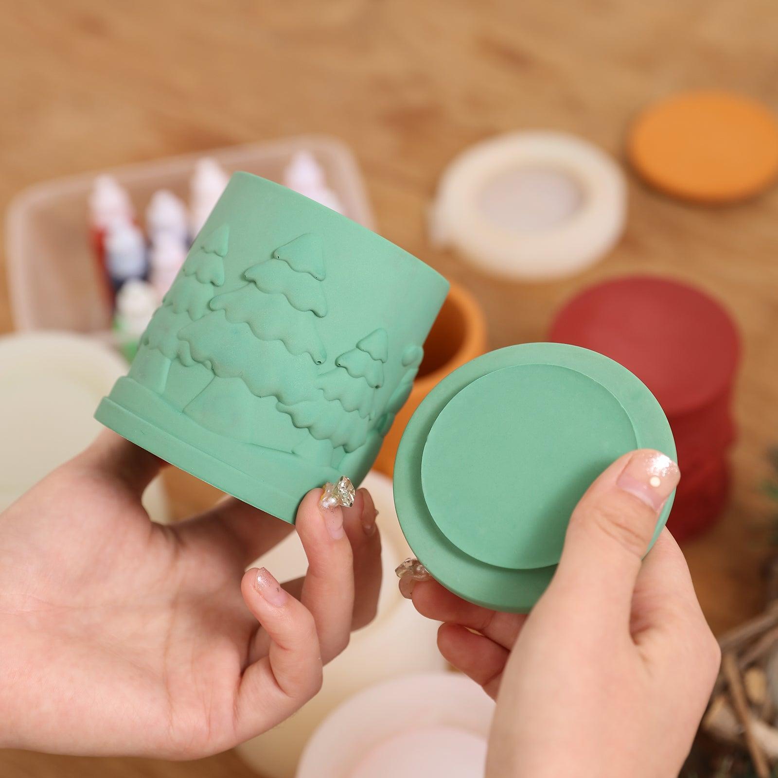 Christmas Themed Candle Jar with Lid Silicone Mould