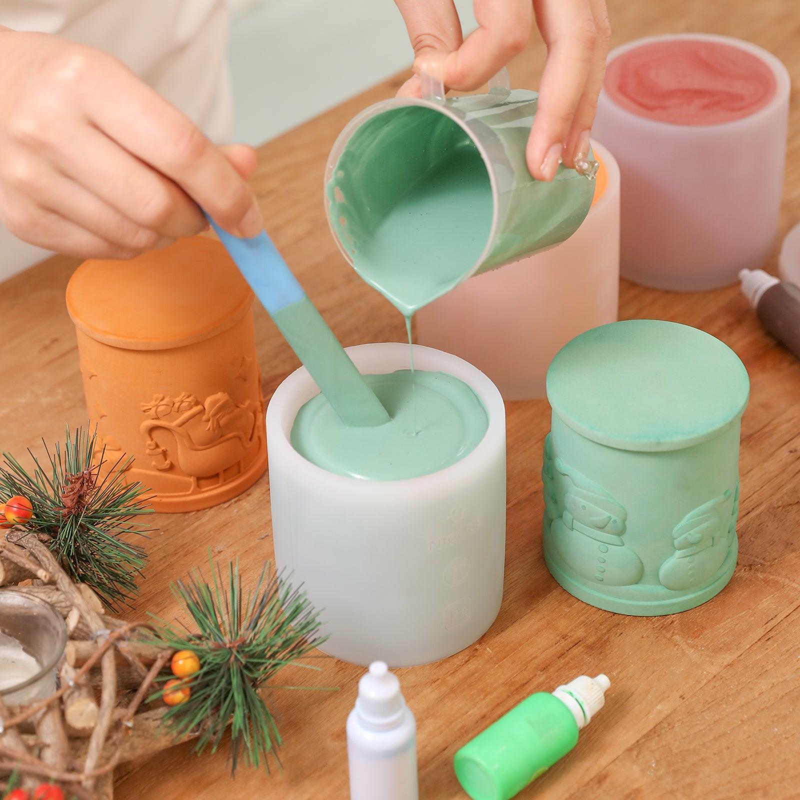 Christmas Themed Candle Jar with Lid Silicone Mould