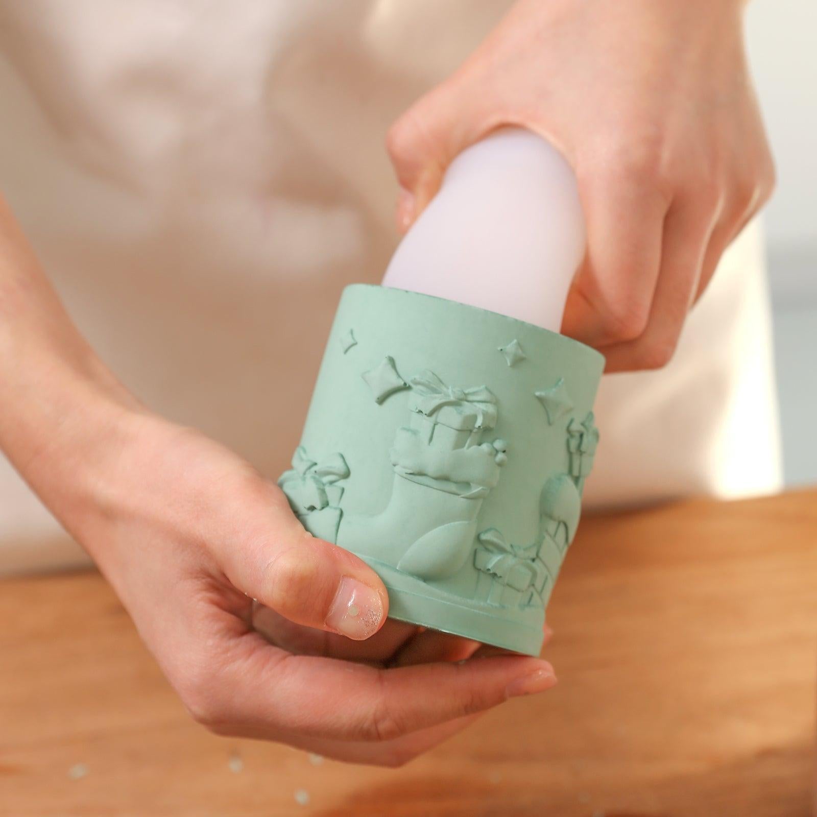 قالب سيليكون لبرطمان شمعة بغطاء بموضوع عيد الميلاد