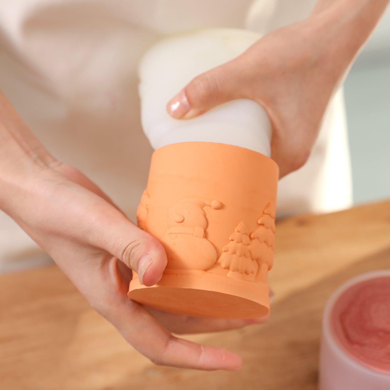 قالب سيليكون لشمعة بوزن 6.5 أونصة بغطاء وبتصميم عيد الميلاد