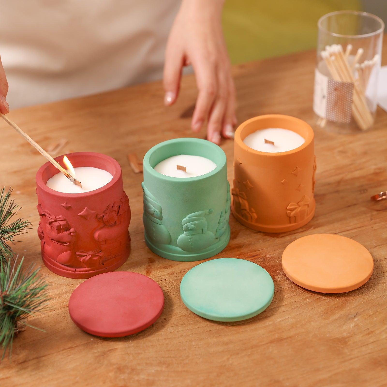 Christmas Themed Candle Jar with Lid Silicone Mould