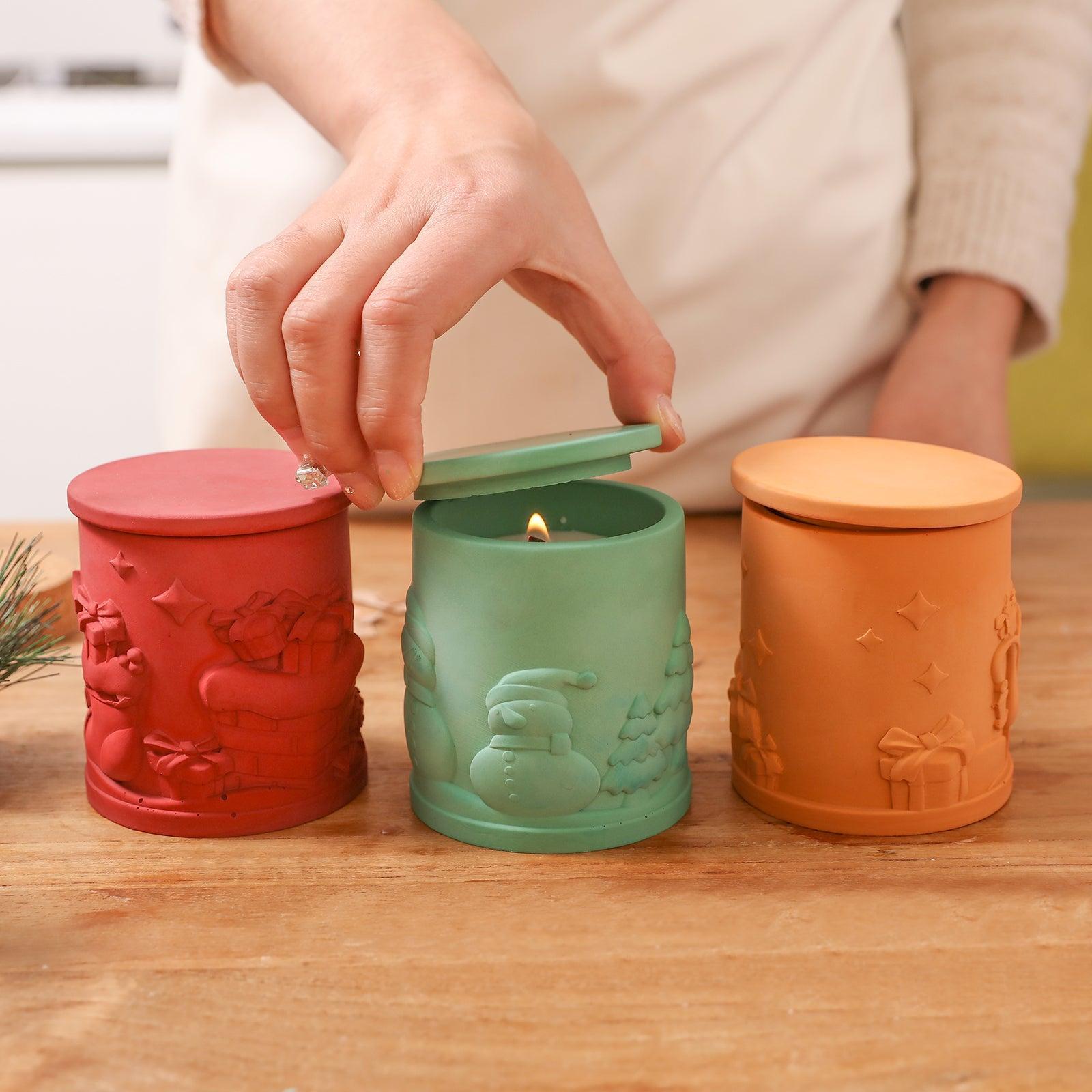 6.5oz Christmas Themed Candle Jar with Lid Silicone Mould
