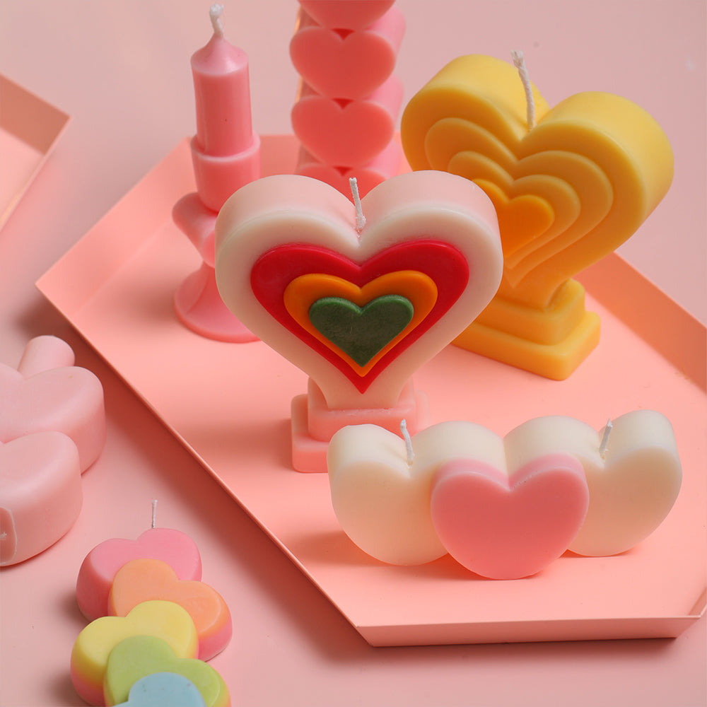 Valentines Day Candle Molds New 3D Heart Shape Handmade DIY Chocolate Cake  Mould Silicone Forms for Candles Soap Making