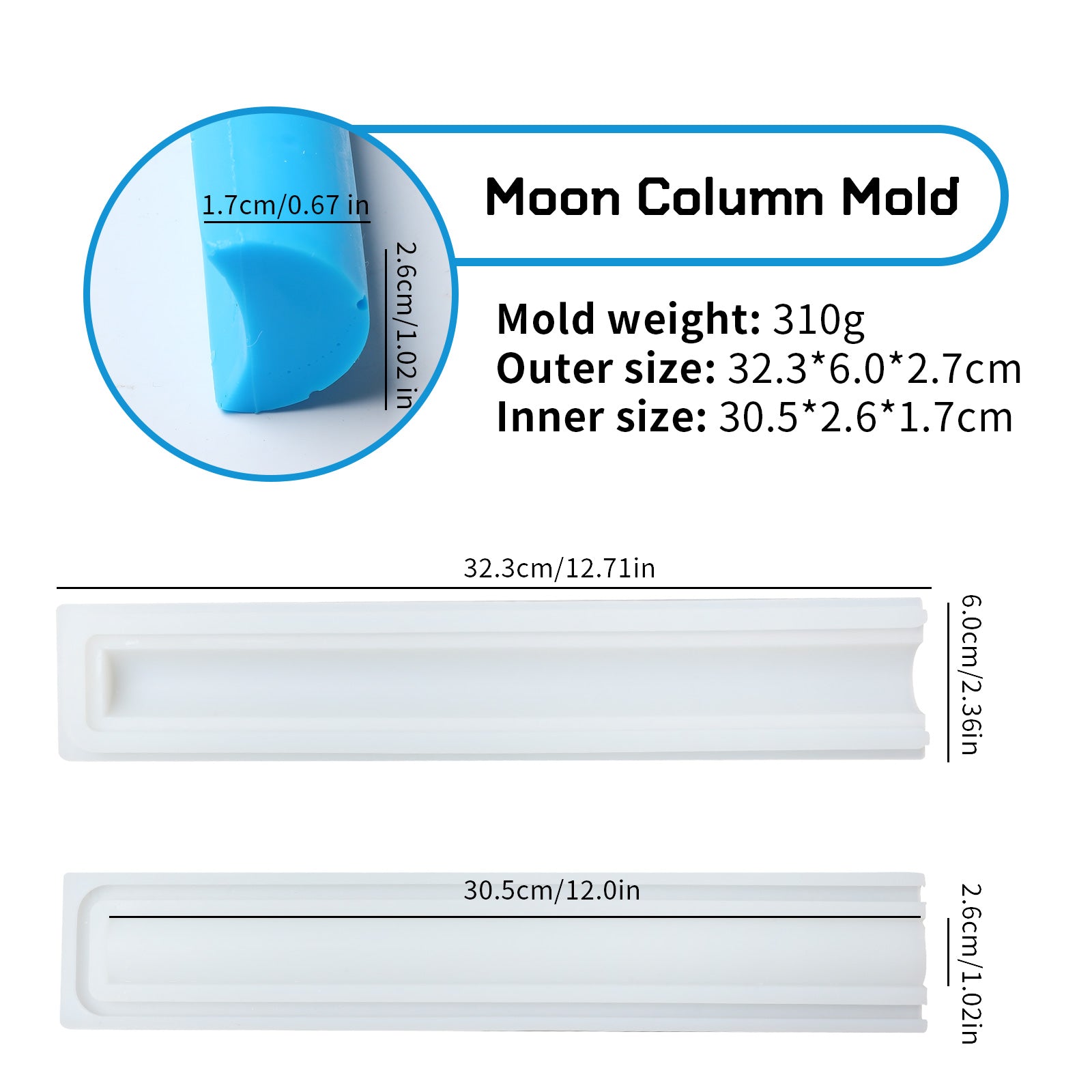 Moule en silicone d'insertion de colonne de tube de savon