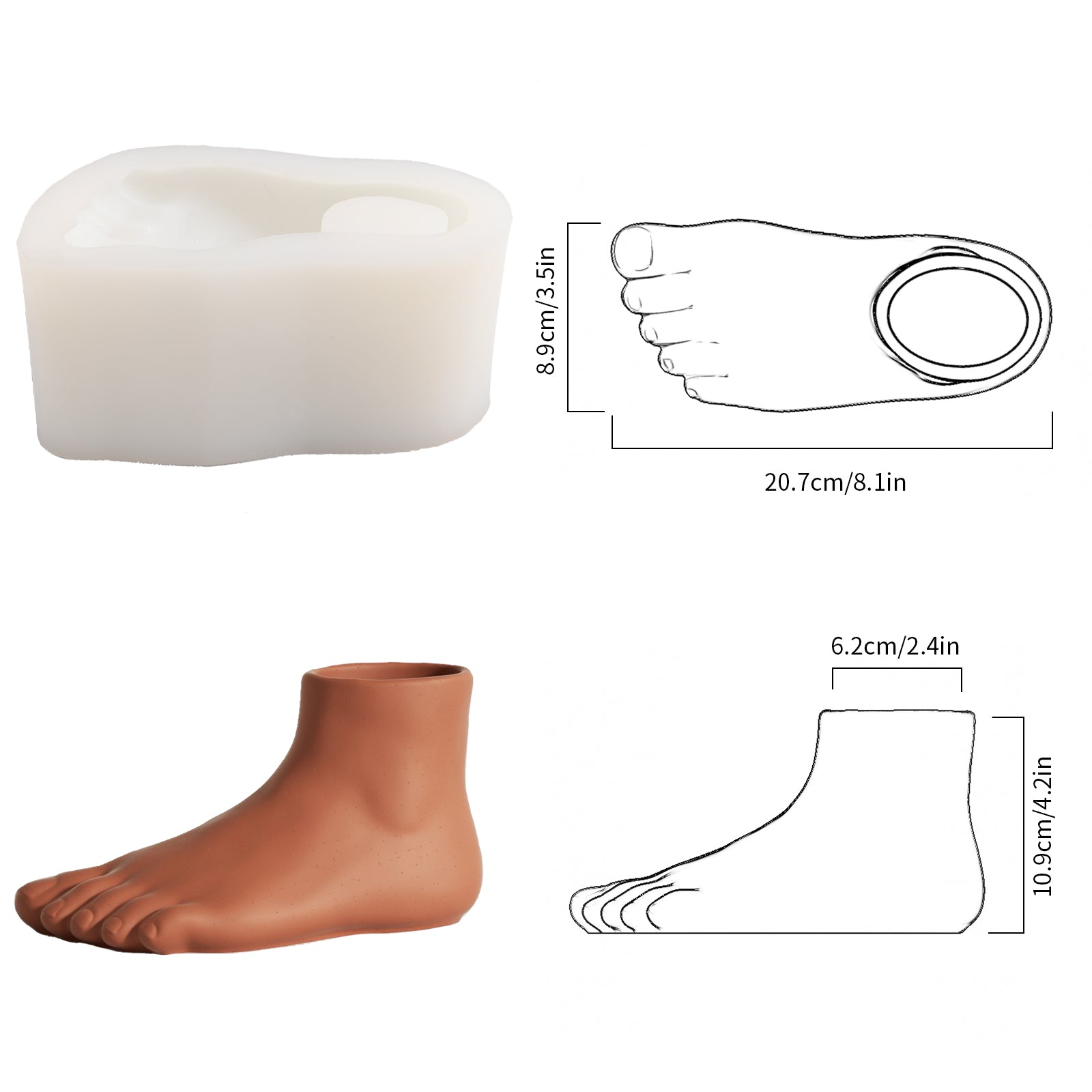 Moule en silicone pour vase en béton en forme de pied