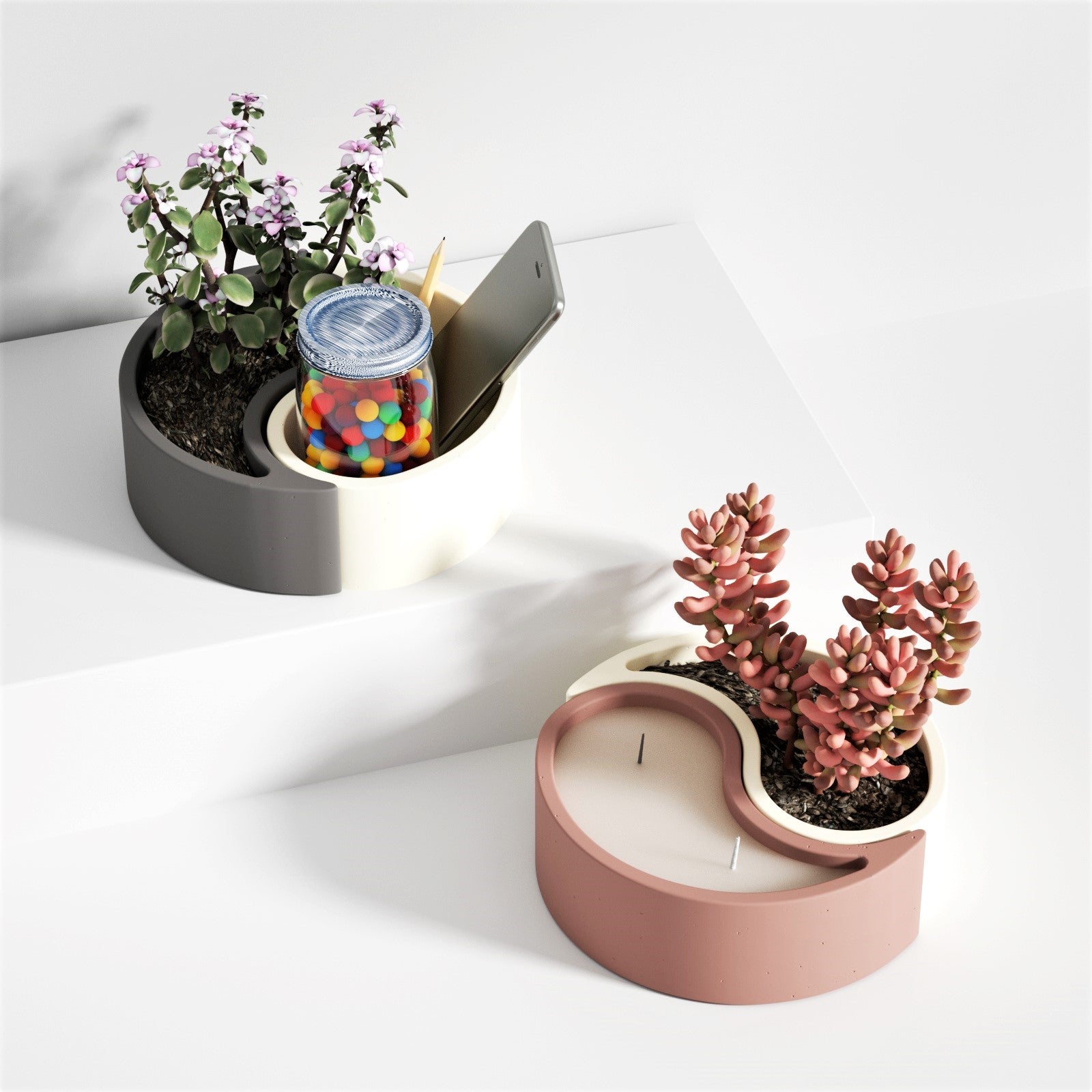 yin yang plant pot Yin Yang Concrete Succlent Planter Silicone Mold