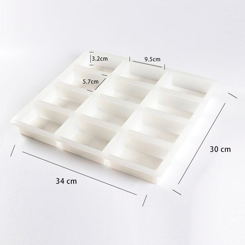 12-Cavity 6-oz Soap Silicone Mold Handmade Soap Bar Mould - Boowan Nicole