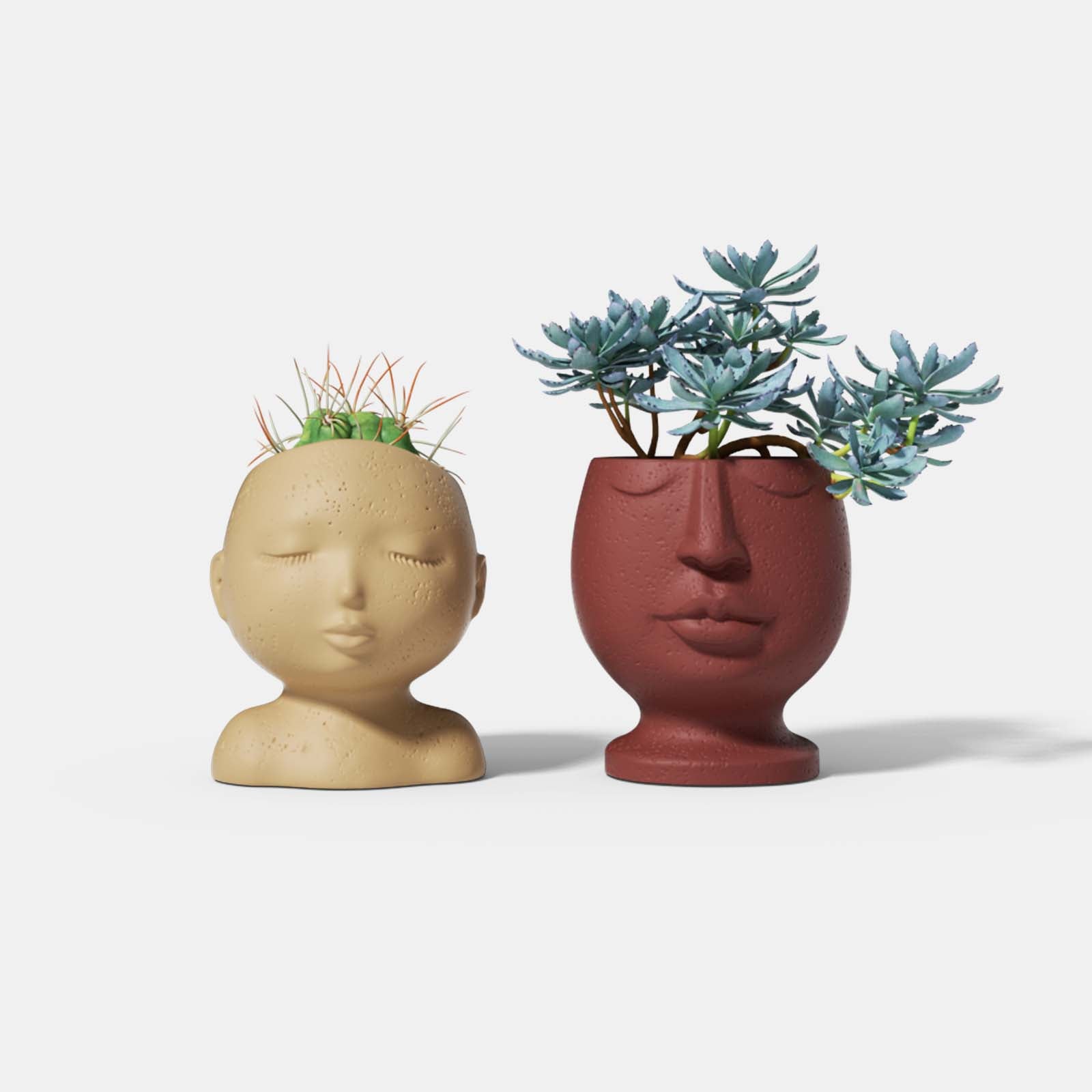 Human Face Cement Planter Silicone Mold Concrete Pot Mould