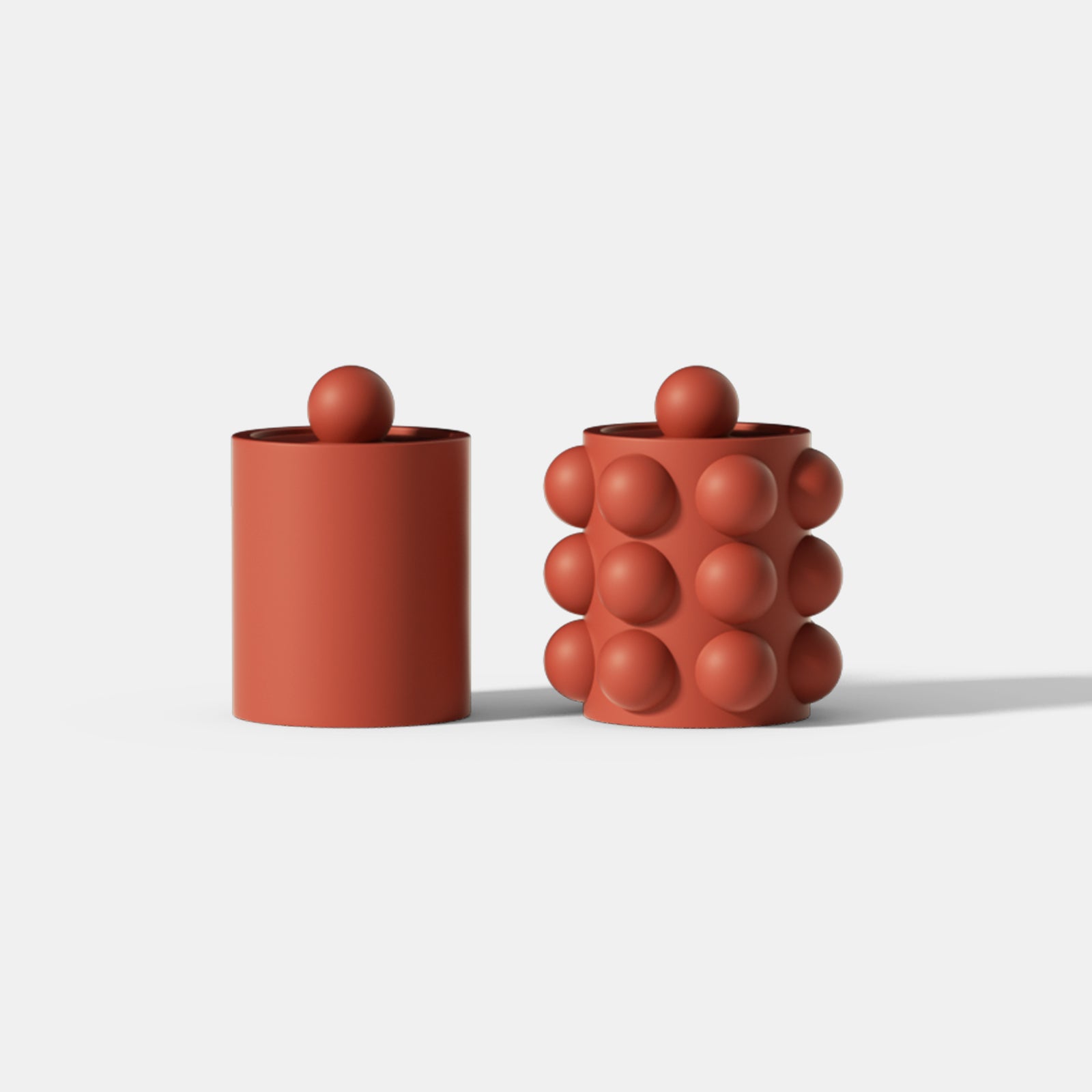 Bubble Concrete Candle Vessel with Lid Silicone Moulds