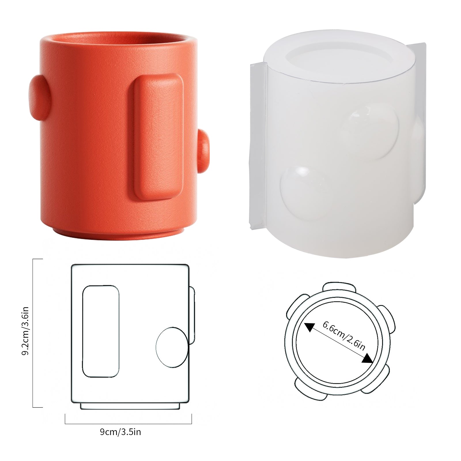 قالب سيليكون لوعاء شمعة هندسي مع غطاء