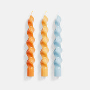 Three spiral candles crafted with Boowannicole's silicone molds.