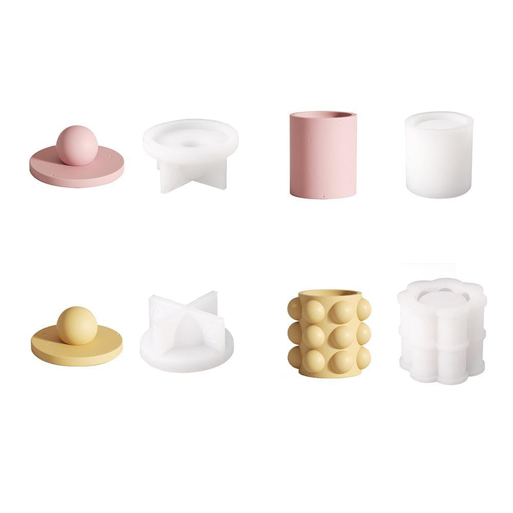 Bubble Concrete Candle Vessel with Lid Silicone Moulds
