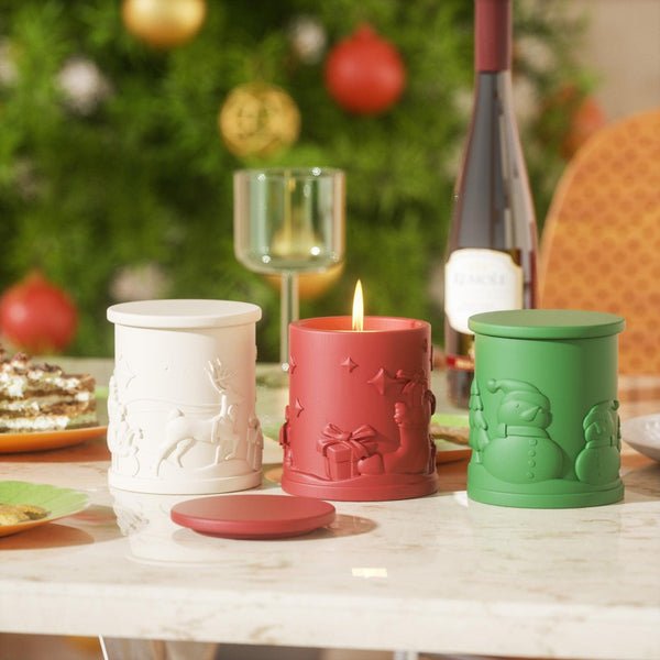 6.5oz Christmas Themed Candle Jar with Lid Silicone Mould