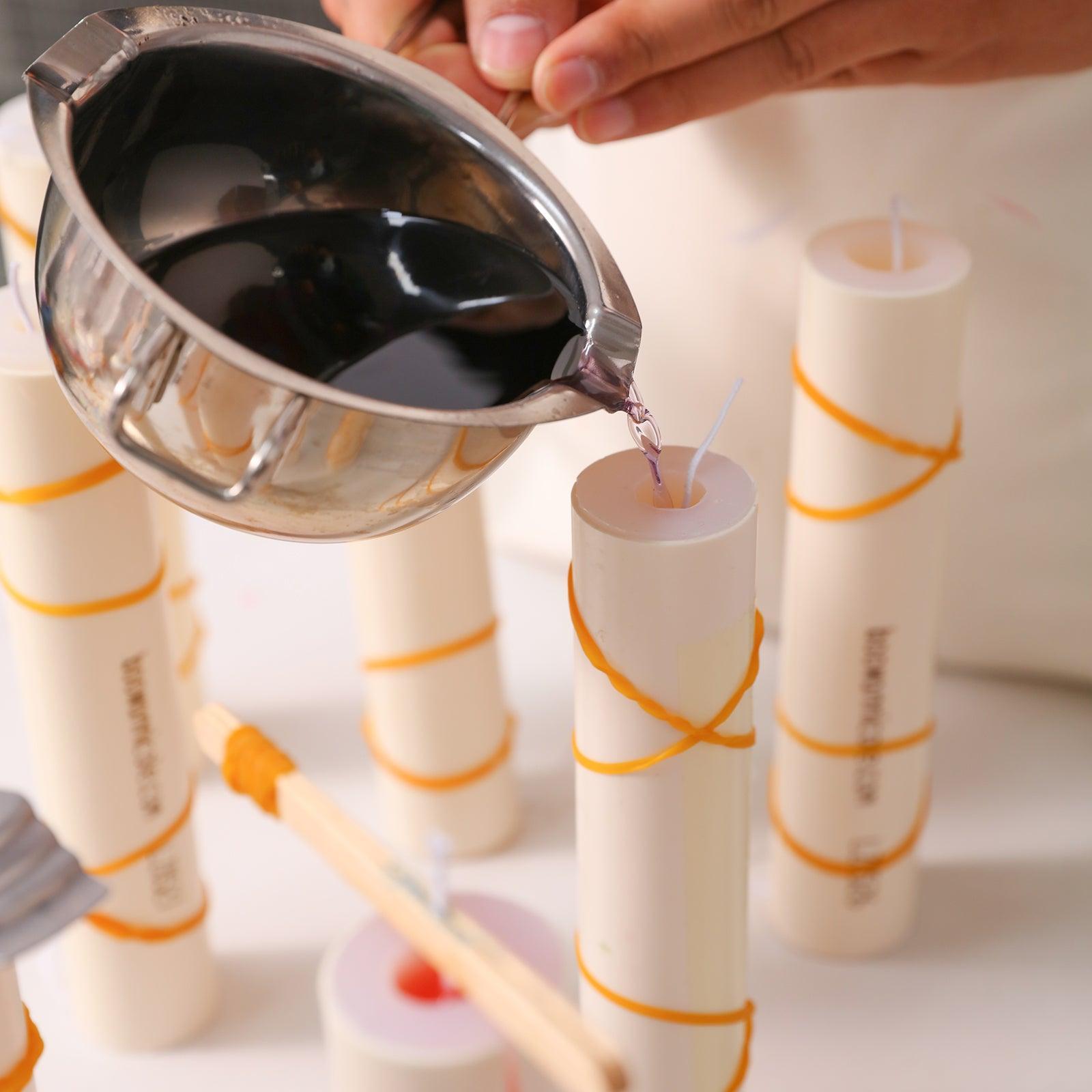 Pouring Creativity - Witness the candle-making process as vibrant wax is poured into Boowannicole's silicone molds, capturing the essence of craftsmanship.