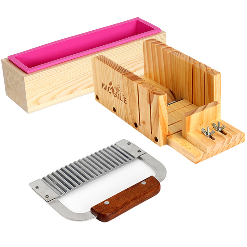 SILICONE SOAP MOLD Wooden Cutter Wood Box Stainless Steel Slicer Kit  XEDRAGONY