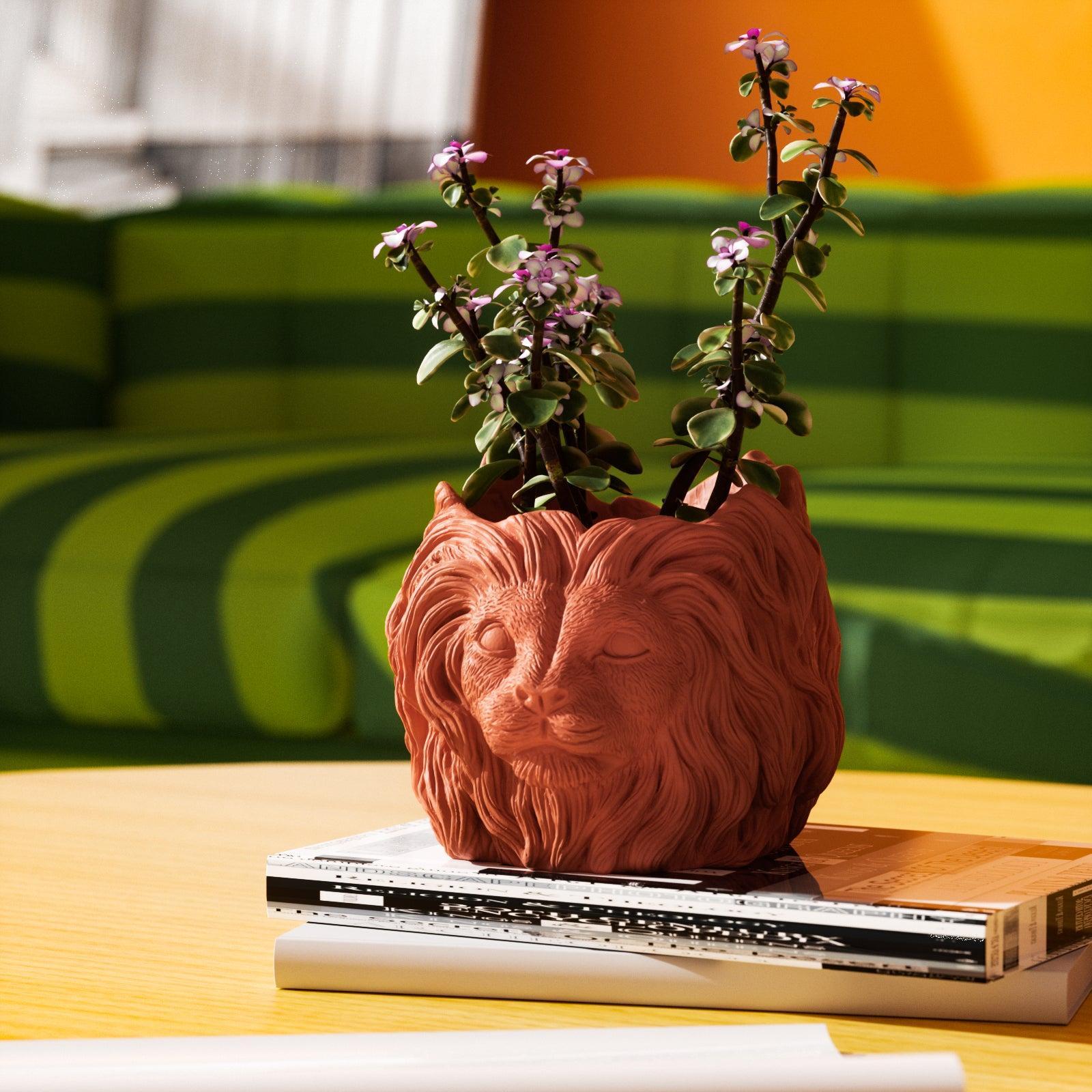 ライオンヘッドコンクリートプランター＆花瓶ポットシリコンモールド