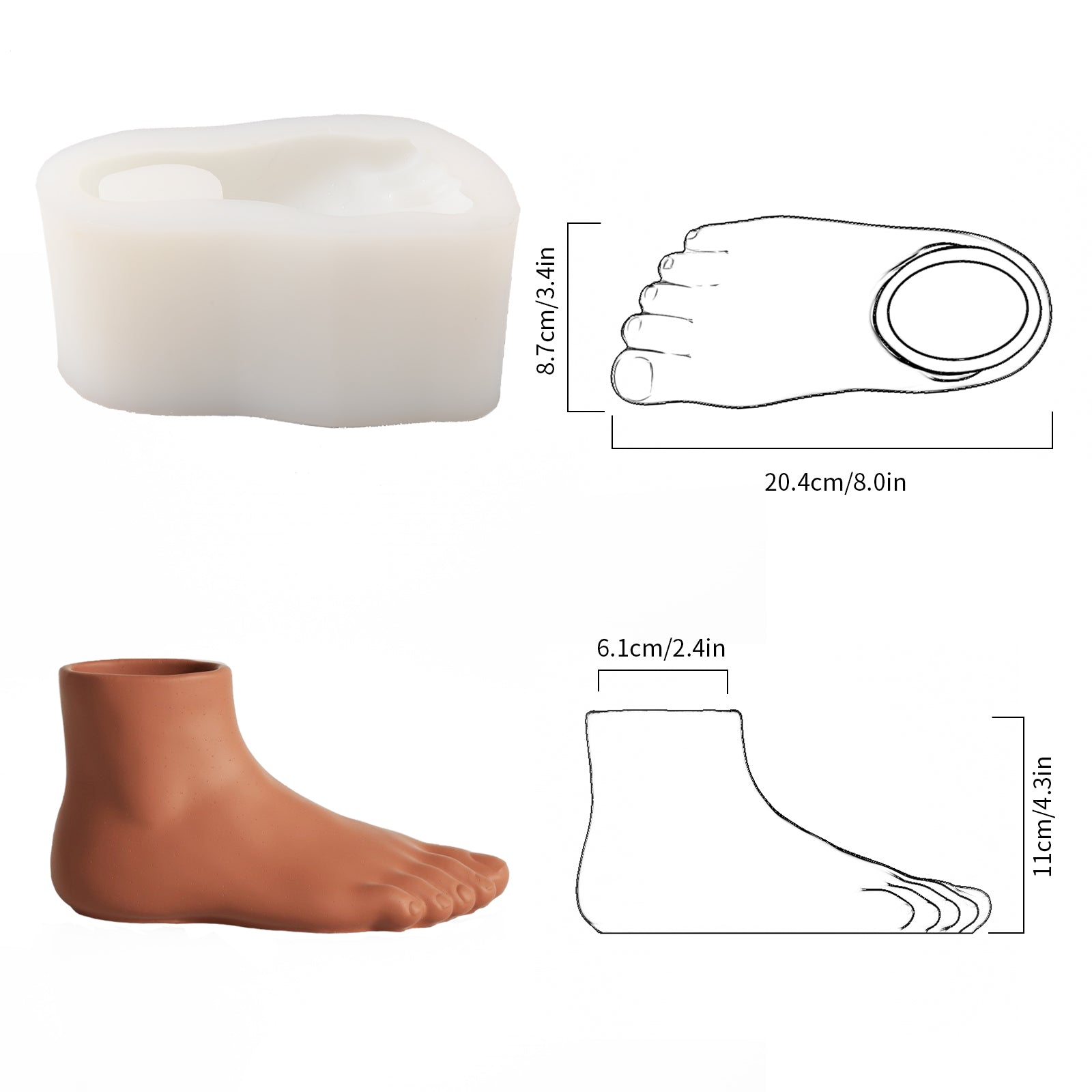 Moule en silicone pour vase en béton en forme de pied