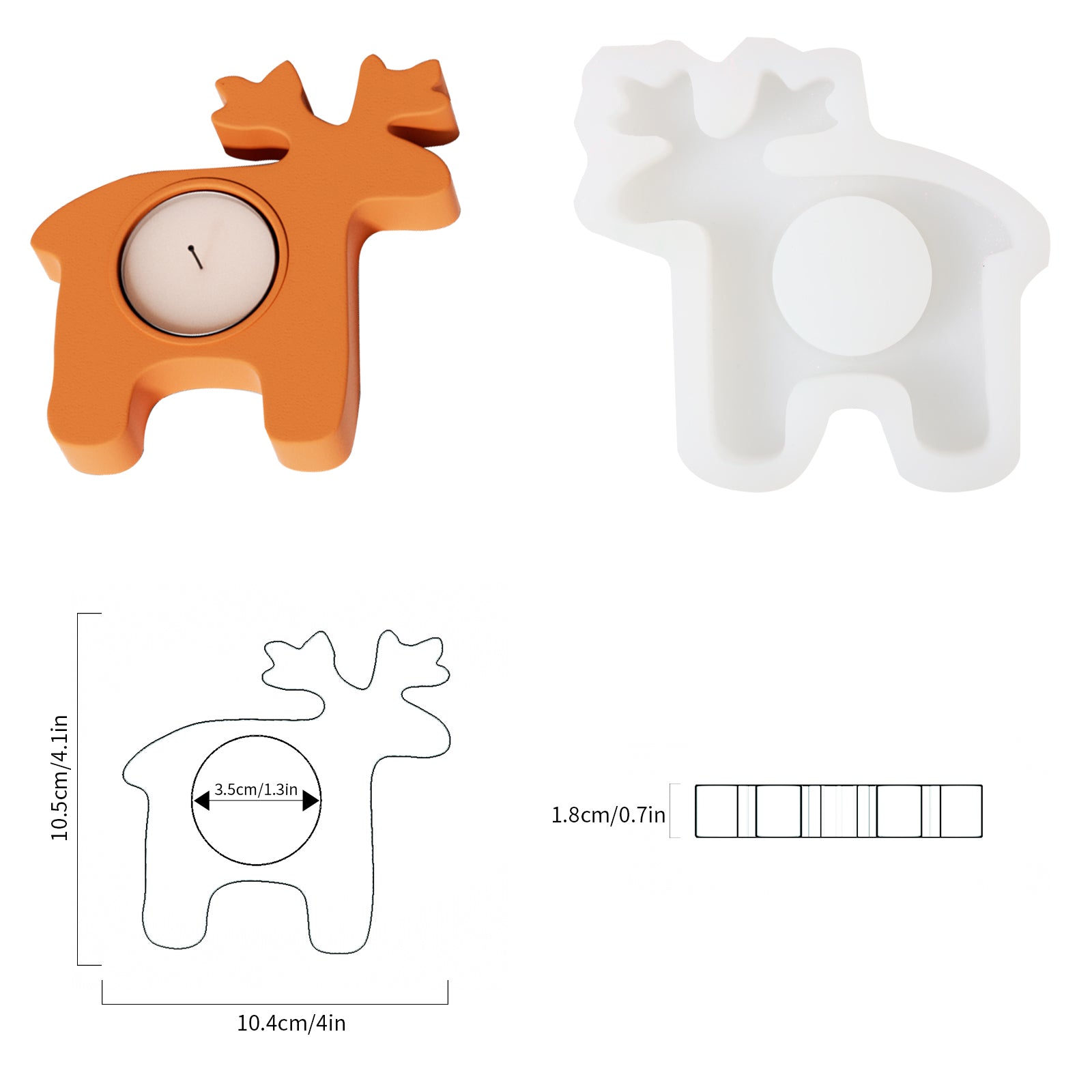Moule en silicone pour bougie chauffe-plat en forme d'élan de Noël