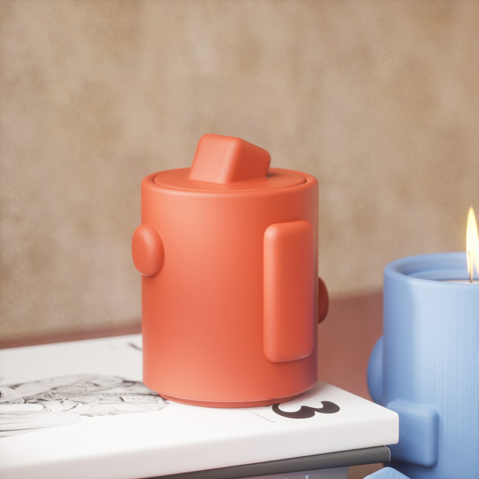 قالب سيليكون لوعاء شمعة هندسي مع غطاء