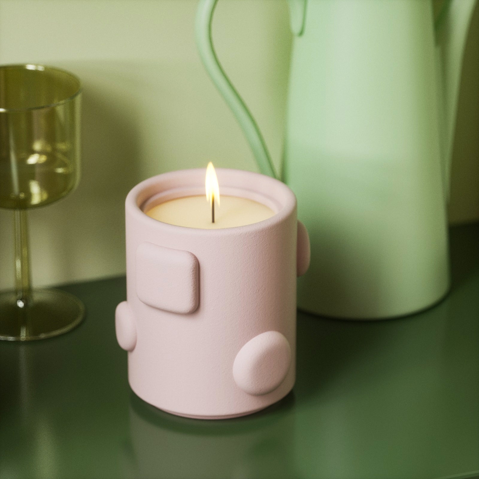 قالب سيليكون لوعاء شمعة هندسي مع غطاء