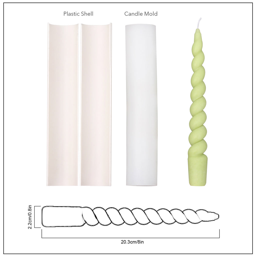 Craft precisely with Boowannicole's taper candle silicone mold and support shell. The finished product: 8 inches long, 0.8 inches in diameter, highlighting brand quality.