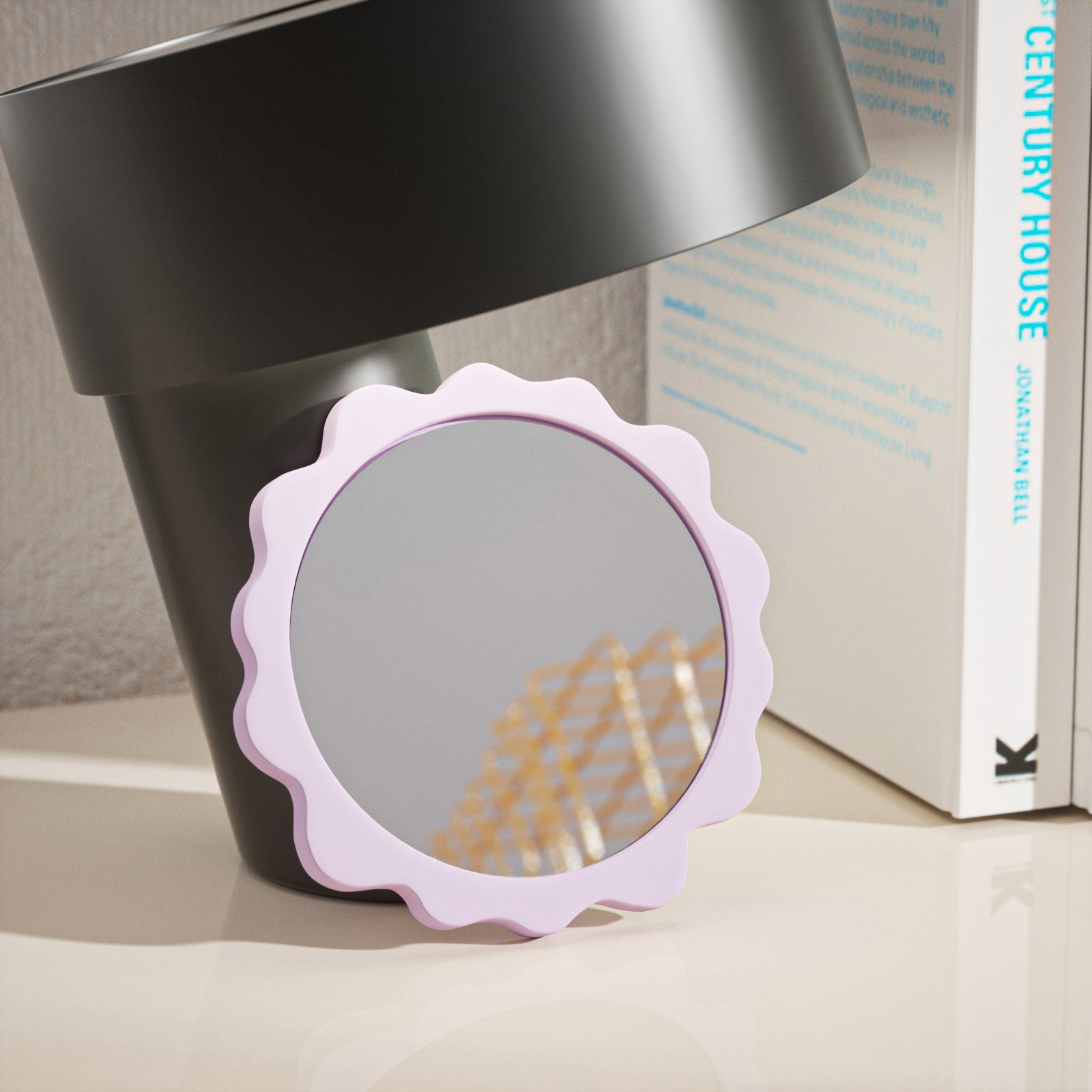 ガラス付きラウンドハンドミラー型