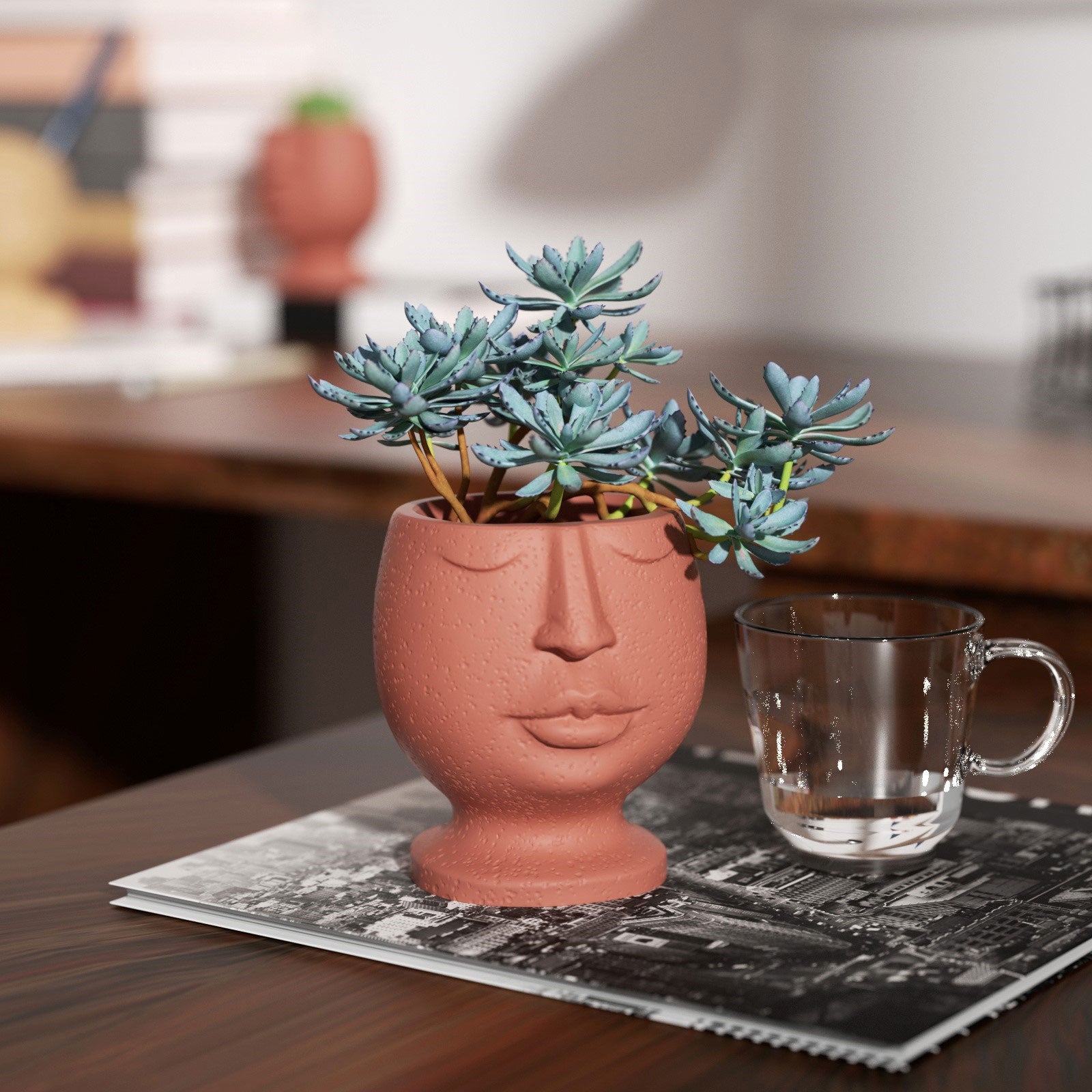 plant pot mold for concrete Human Face Cement Planter Silicone Mold Concrete Pot Mold 2 Pieces