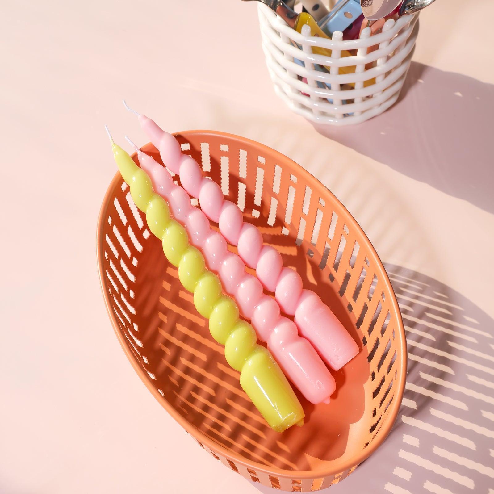 Create a charming display with Boowannicole's trio of candles nestled in a small basket, a delightful touch for adding warmth and style to your space.