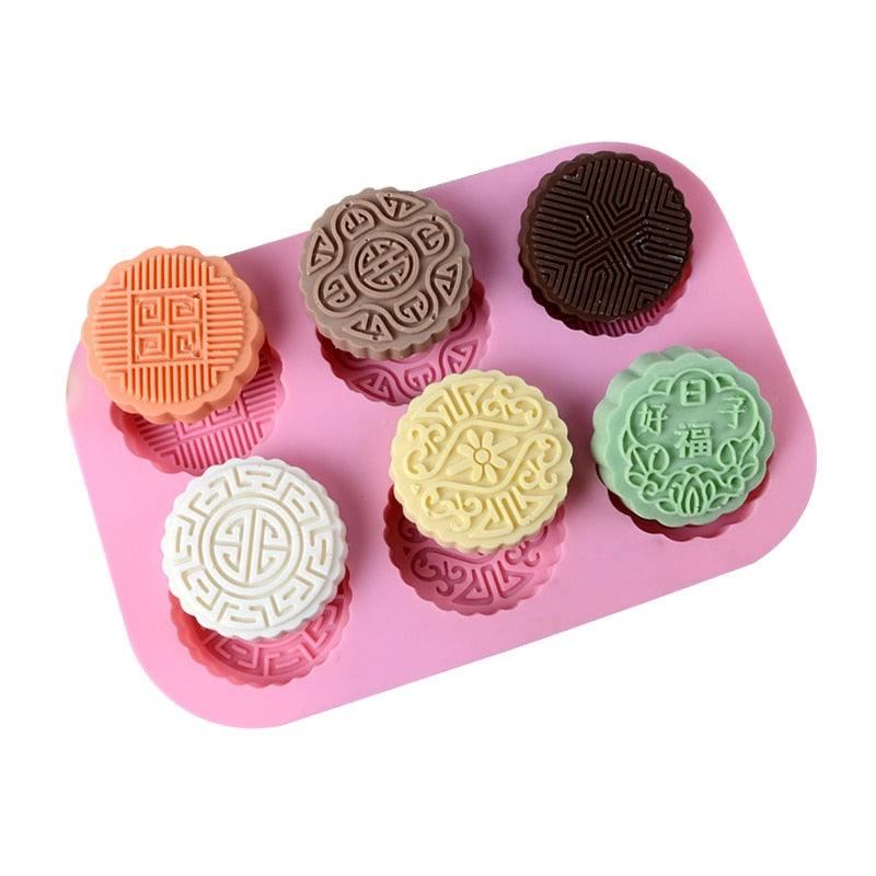 Round Floral Mooncake Mold DIY Cake Mold Flexible Silicone Soap Mold  Handmade Chocolate Cookie Bakeware Pudding Jelly Baking Tool 