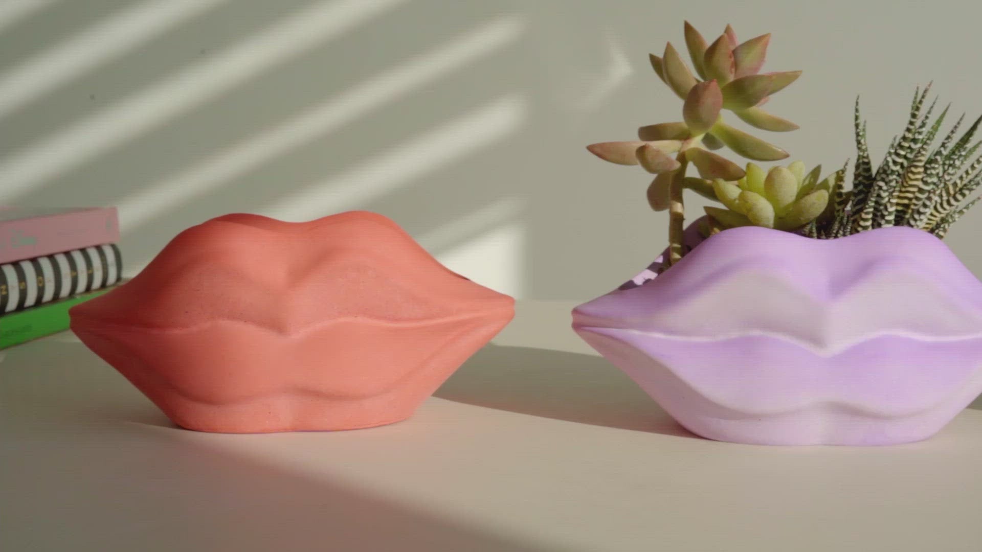 Load video: Sexy Lip Concrete Plant Pot Silicone Mold