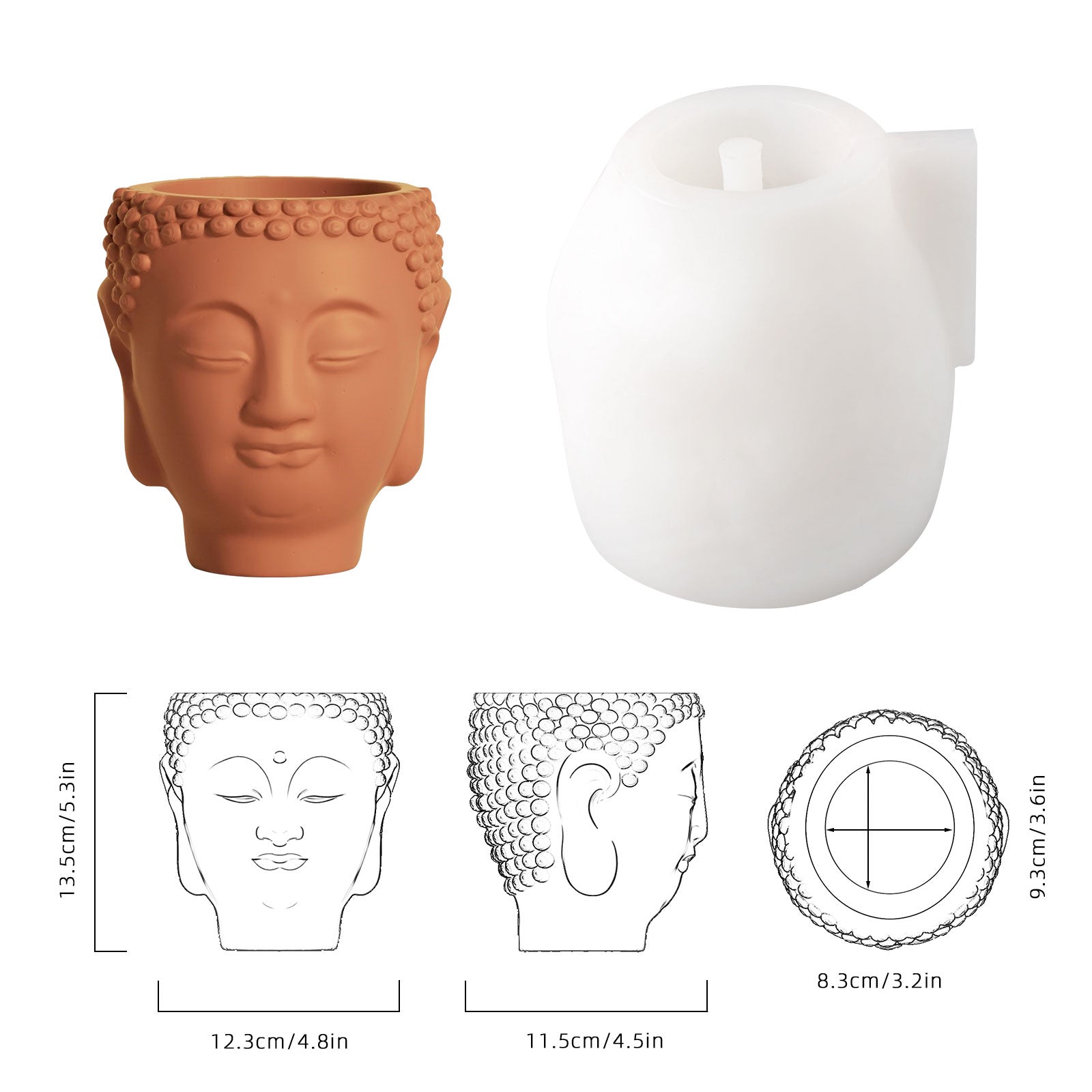 Molde de silicona para soporte de macetero de hormigón Buddha Zen