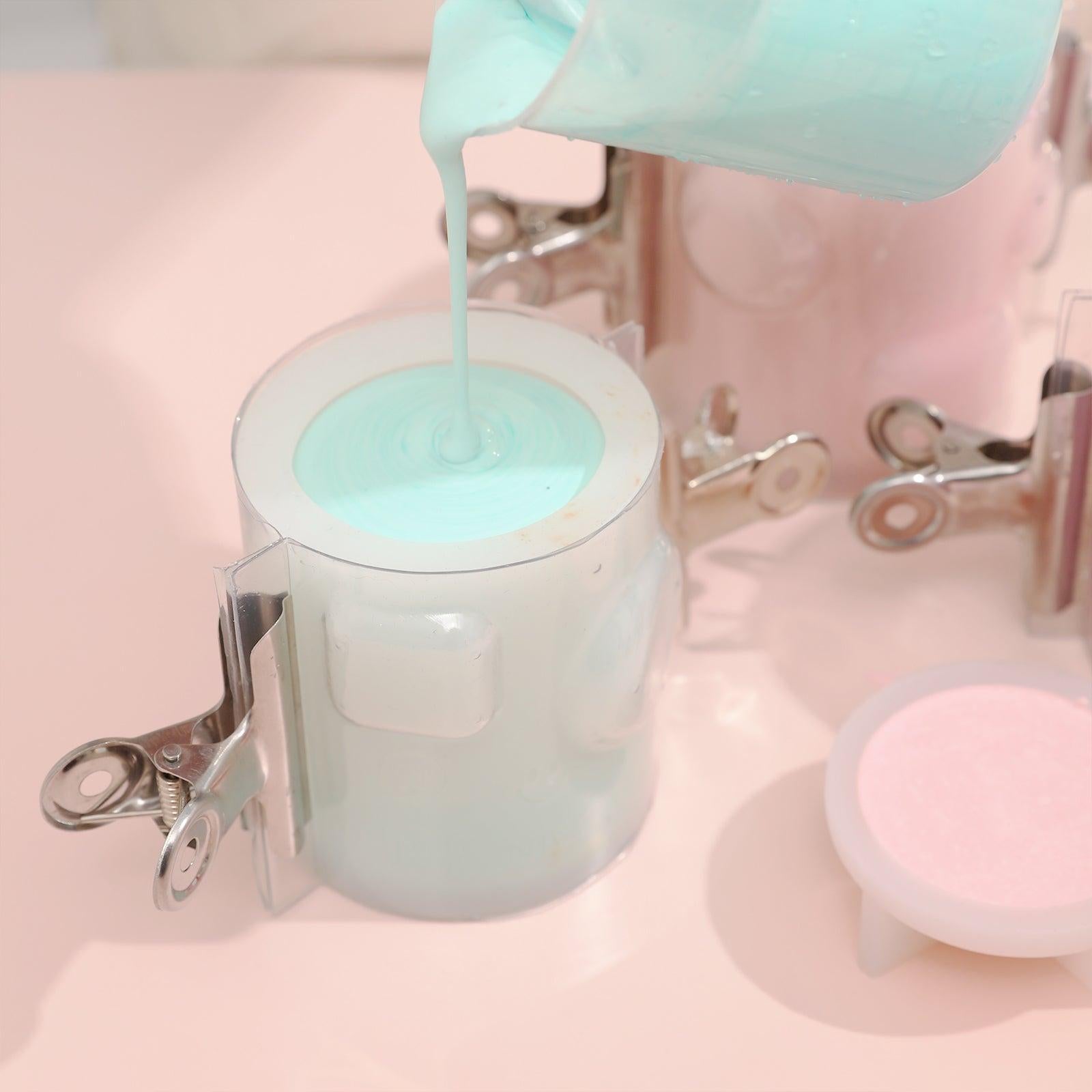 قالب سيليكون لوعاء شمعة هندسي مع غطاء