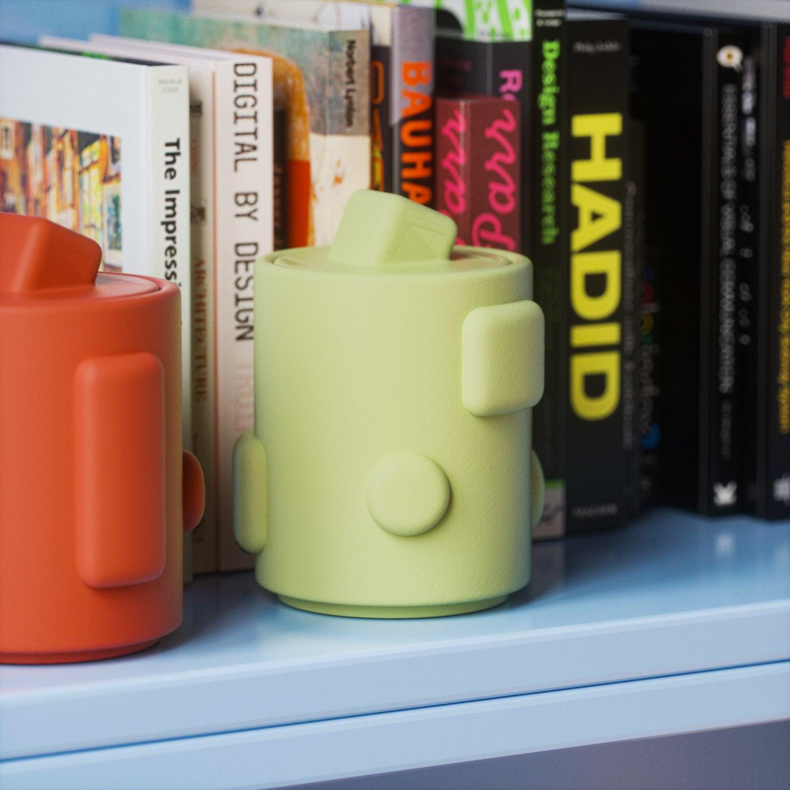 قالب سيليكون لوعاء شمعة هندسي مع غطاء