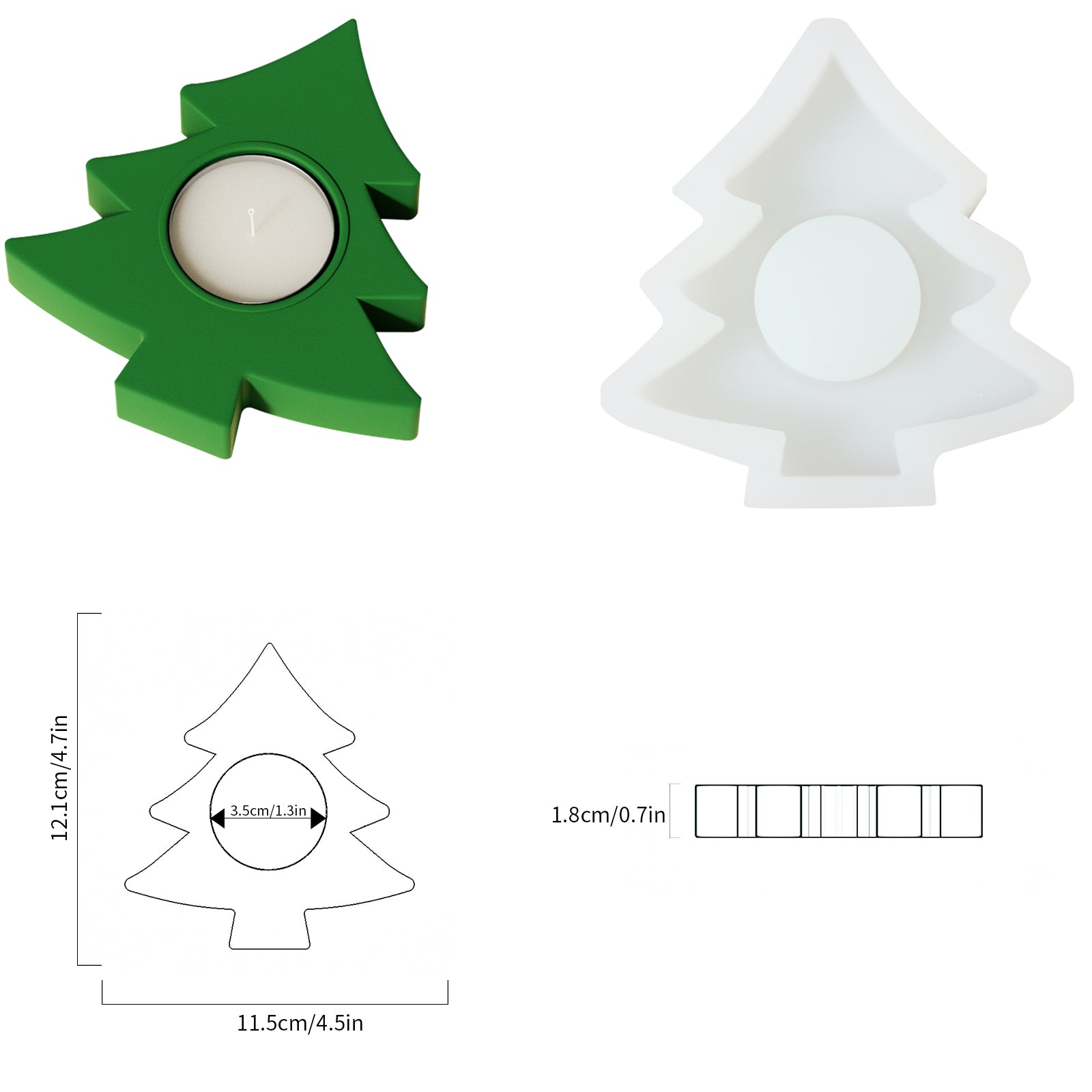 قالب سيليكون لحامل شمعة شجرة عيد الميلاد الصغيرة