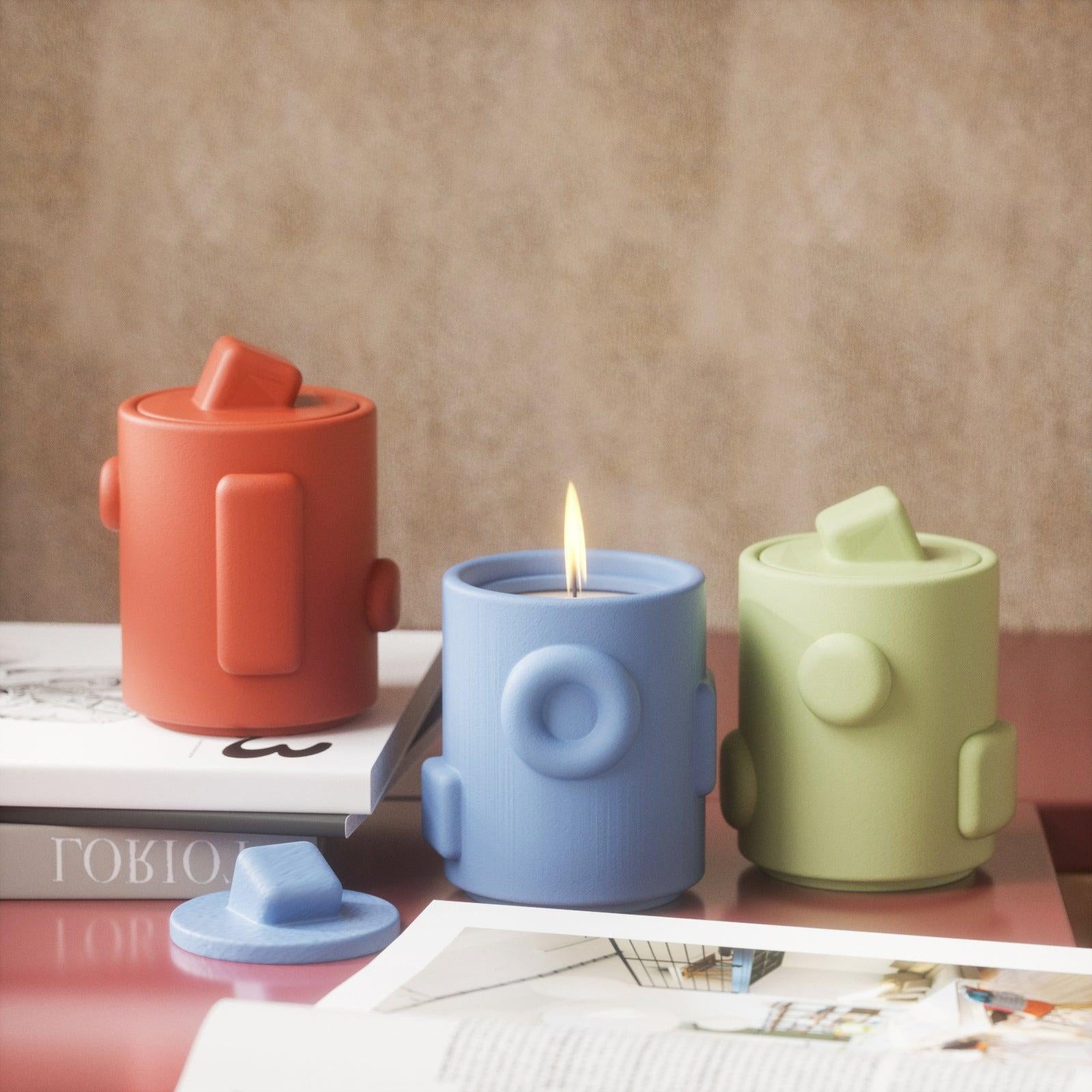 قالب سيليكون لوعاء شمعة هندسي مع غطاء