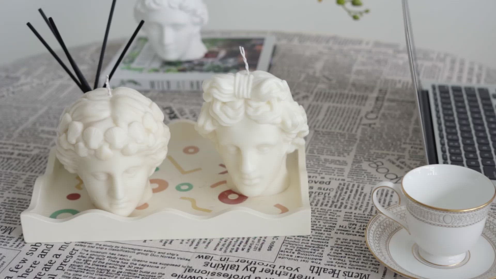 Load video: Greek Goddess Head Candle Silicone Mold