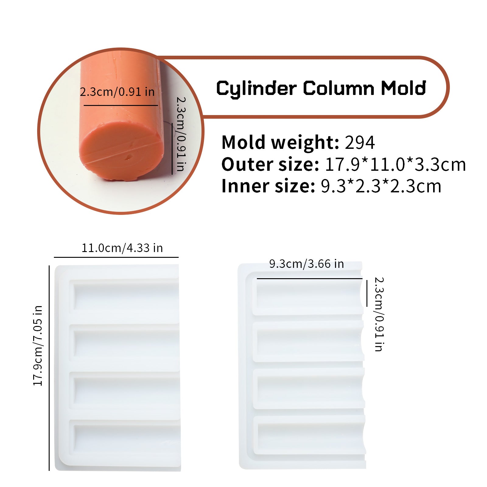 Moule en silicone d'insertion de colonne de tube de savon