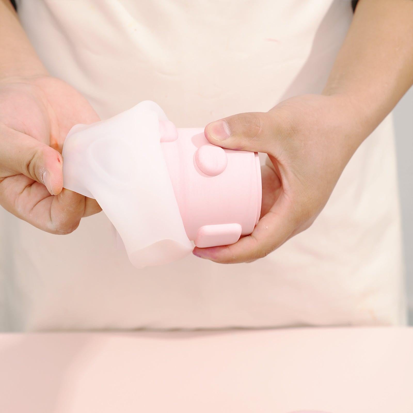 قالب سيليكون لوعاء شمعة هندسي مع غطاء