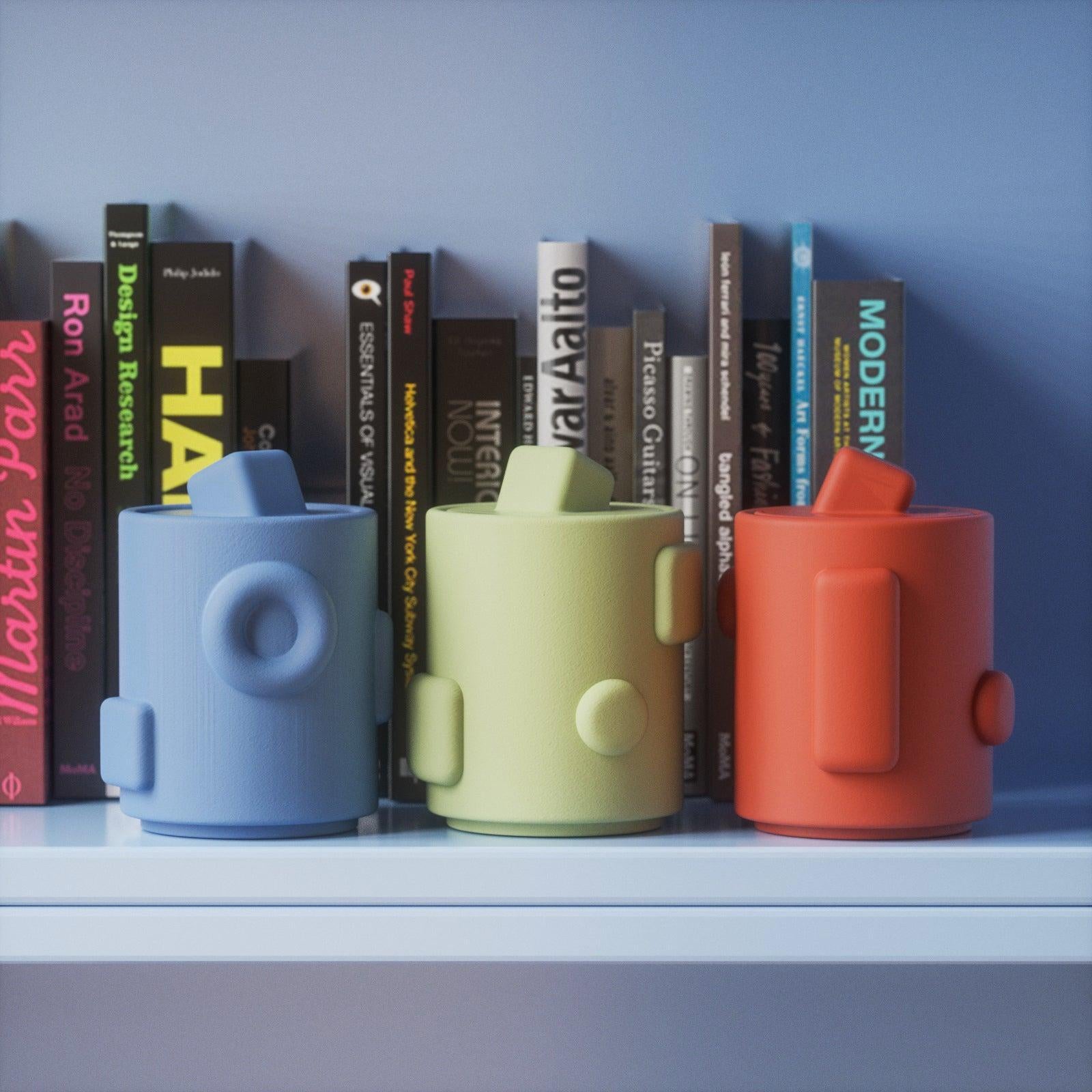 قالب سيليكون لوعاء شمعة هندسي مع غطاء