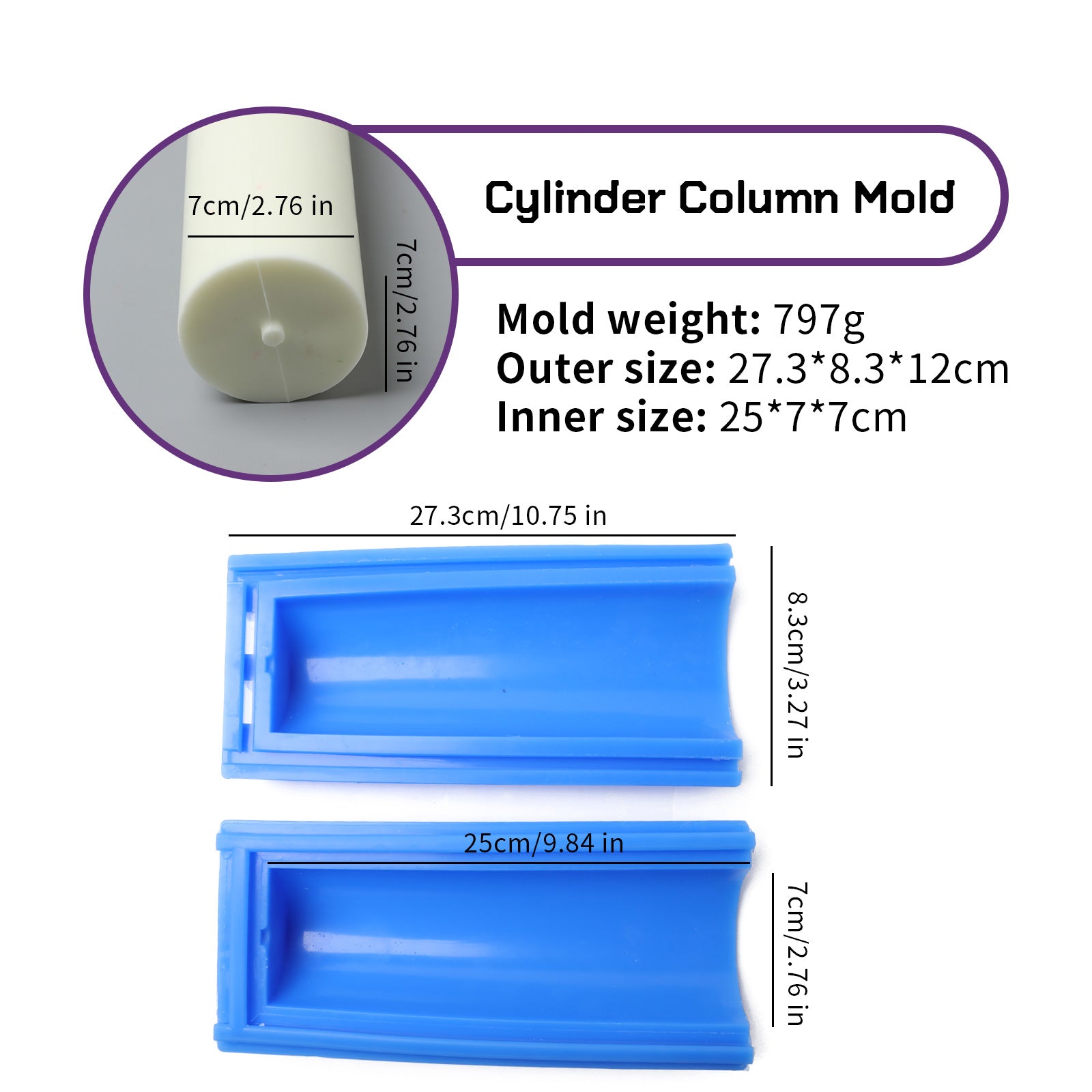 Moule en silicone d'insertion de colonne de tube de savon