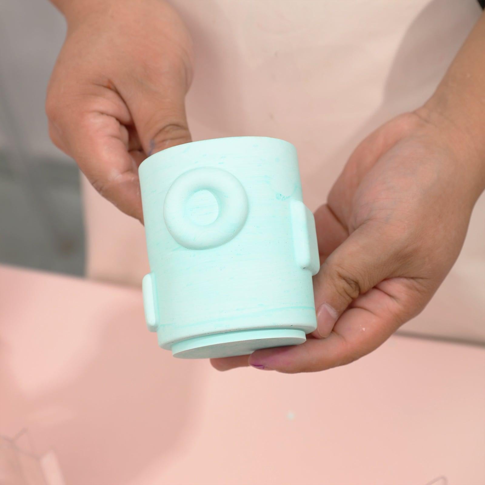 قالب سيليكون لوعاء شمعة هندسي مع غطاء