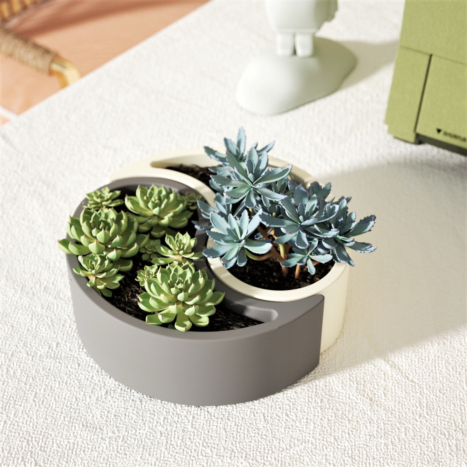 Moule en silicone pour jardinière succulente en béton Yin Yang
