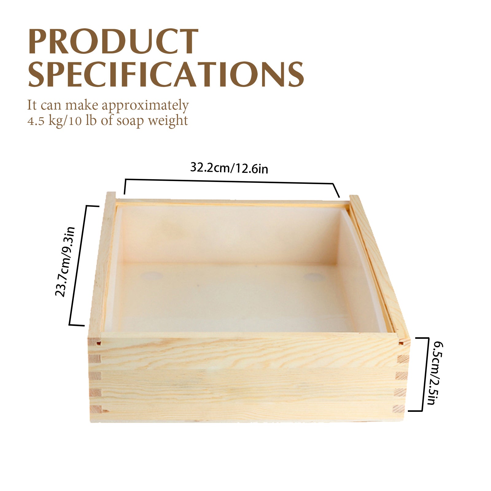 Wooden Soap Molds for Soap Making Large- 5 Lb Soap Molds Loaf with Cover,  Rectan