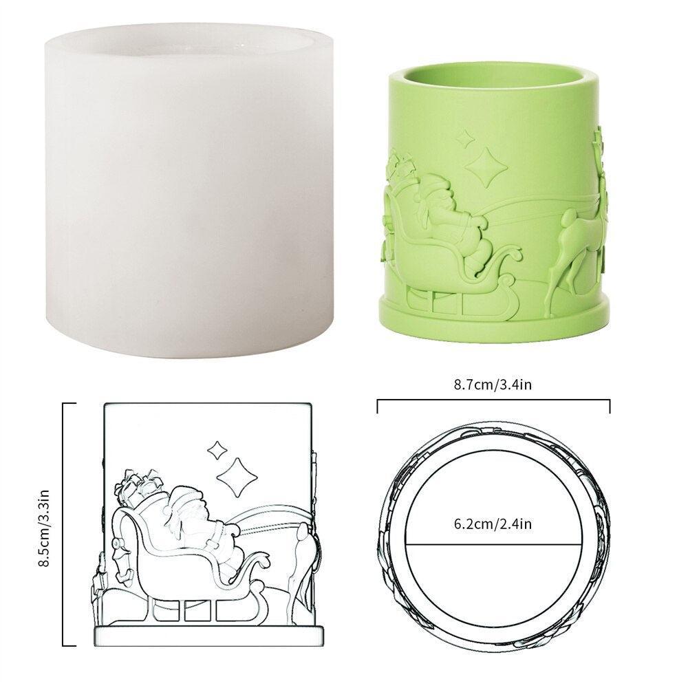 6.5oz Christmas Themed Candle Jar with Lid Silicone Mould
