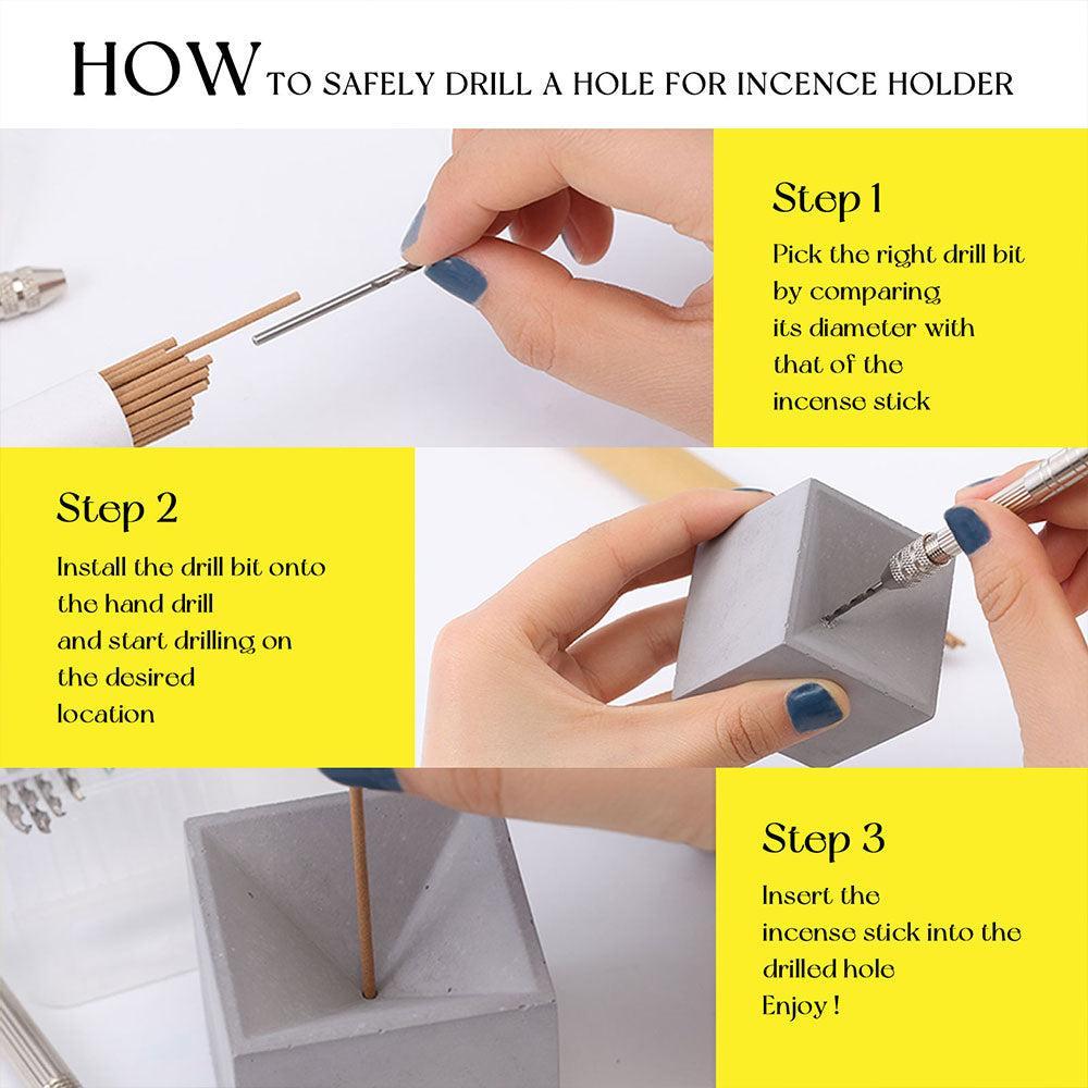 Concrete Incense Stick Holder Silicone Mold with Hand Drill Set