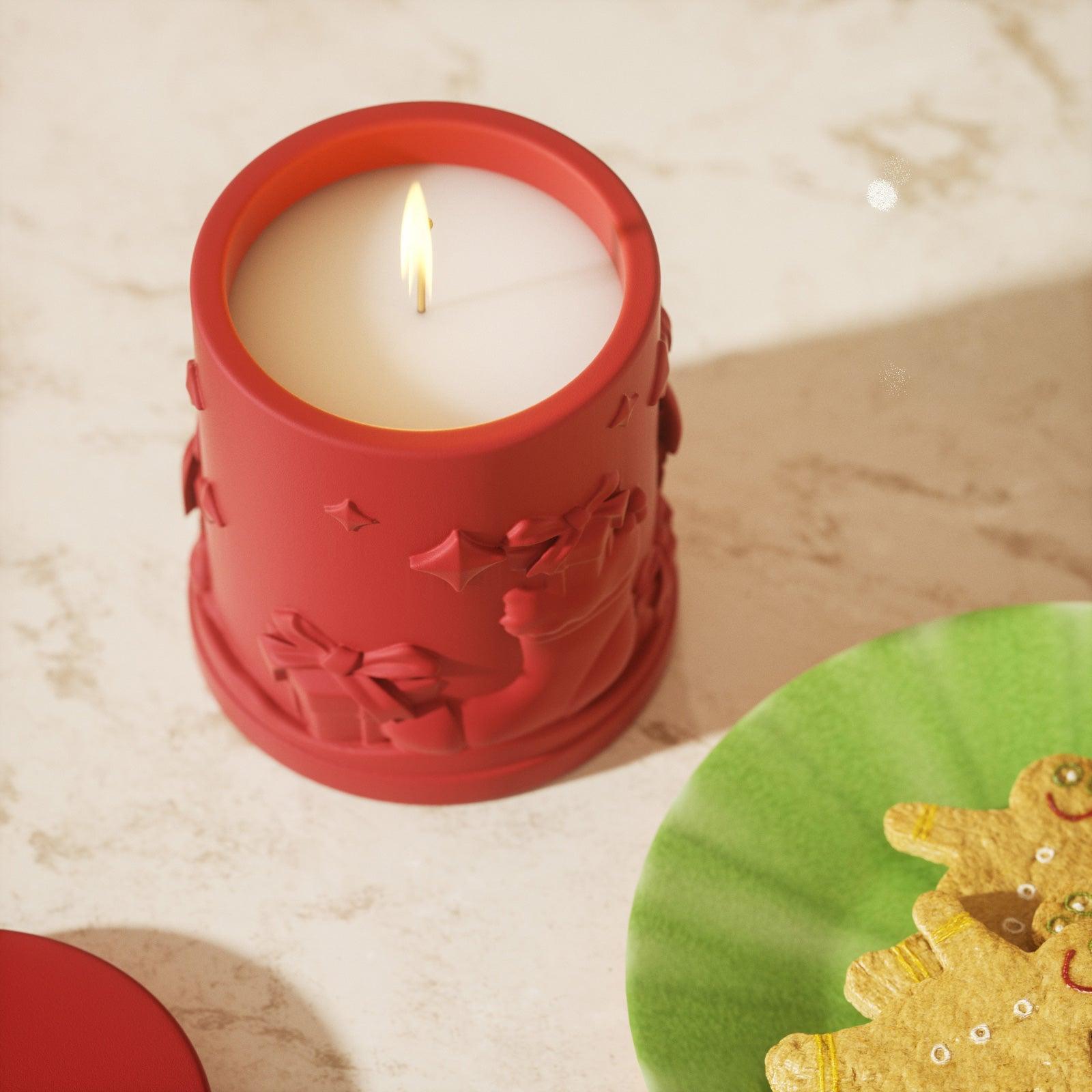6.5oz Christmas Themed Candle Jar with Lid Silicone Mould