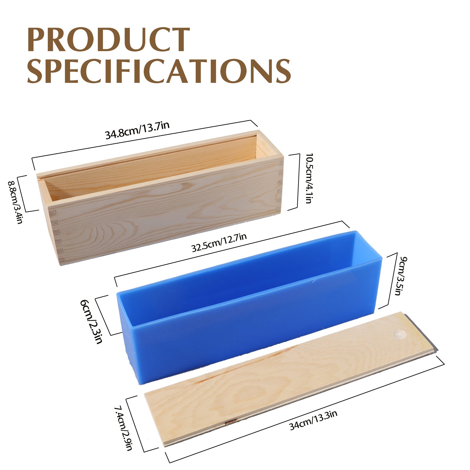 Rectangular Silicone Loaf Mold with Wooden Box