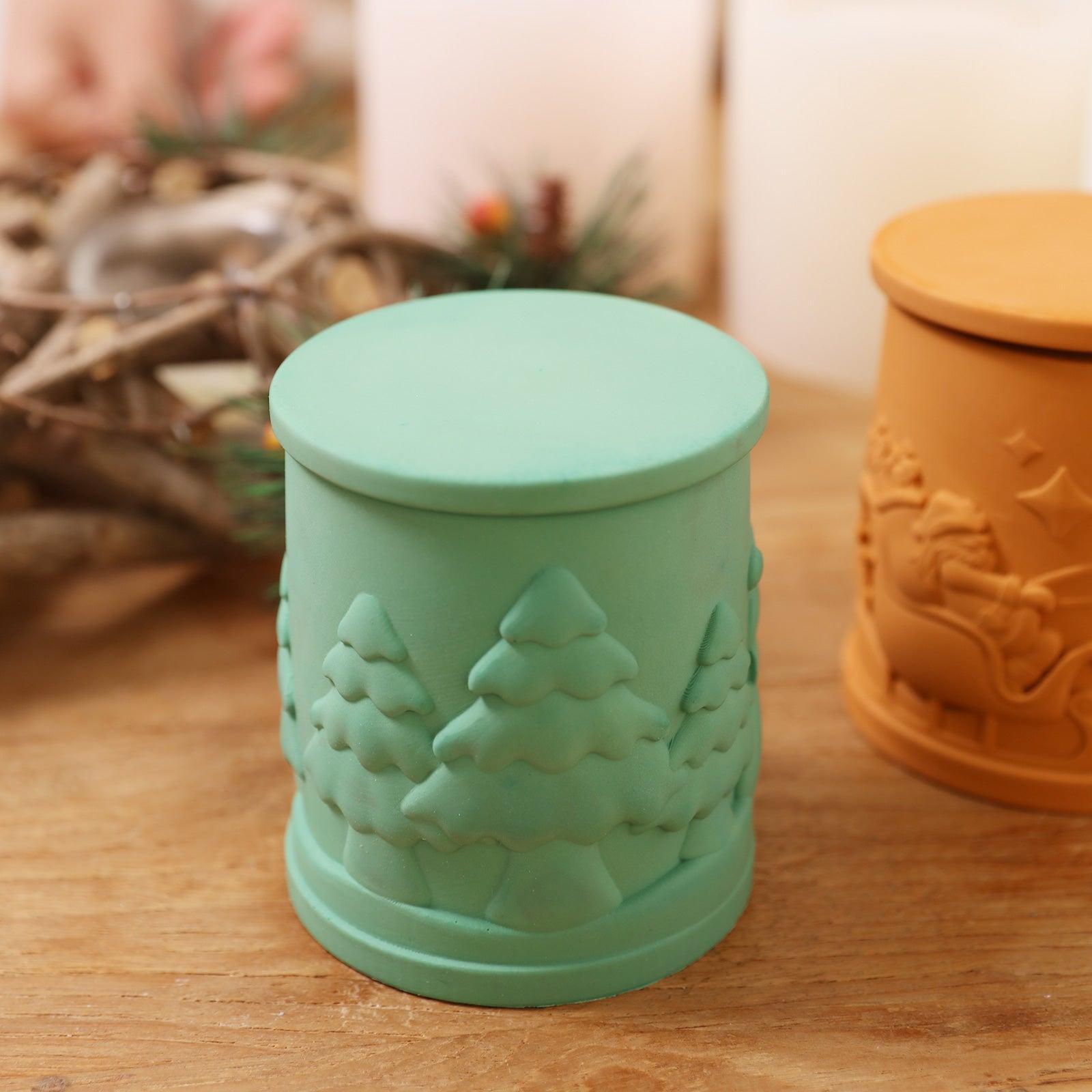 Christmas Themed Candle Jar with Lid Silicone Mould
