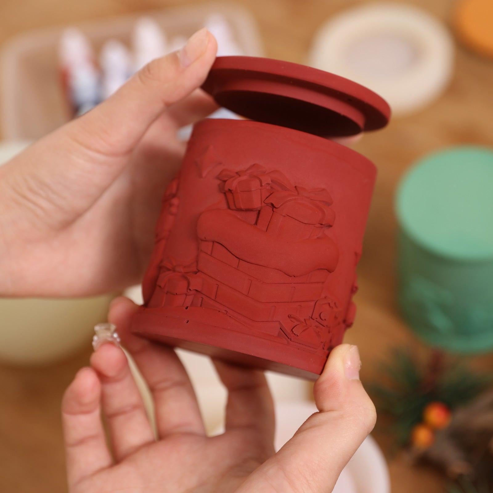 6.5oz Christmas Themed Candle Jar with Lid Silicone Mould